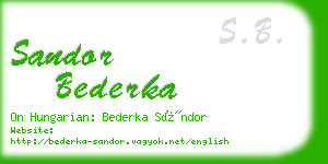 sandor bederka business card